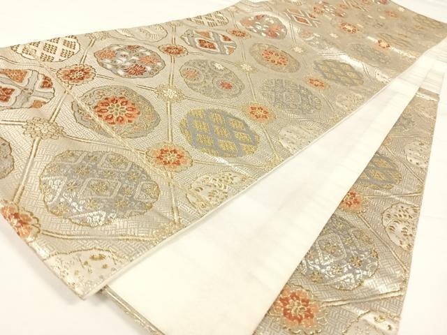 平和屋着物◎六通柄袋帯 天井花丸文 金銀糸 正絹 逸品 AAAO4880wt