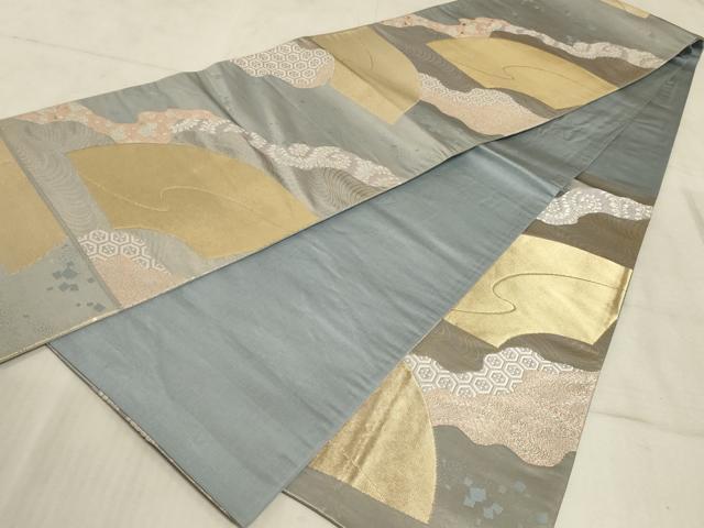 平和屋着物◎六通柄袋帯 彩流地紙 金糸 正絹 逸品 AAAO5113sx