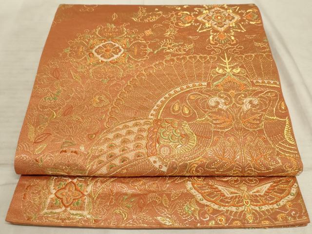 平和屋着物◎六通柄袋帯 唐織 花鳥更紗 金糸 正絹 逸品 AAAO5158sx
