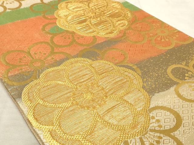 平和屋着物◎六通柄袋帯 梅尽くし 金糸 正絹 逸品 AAAO5213sx