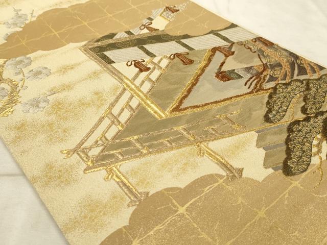 平和屋着物◎太鼓柄袋帯 御殿文 正絹 逸品 AAAO5263sx