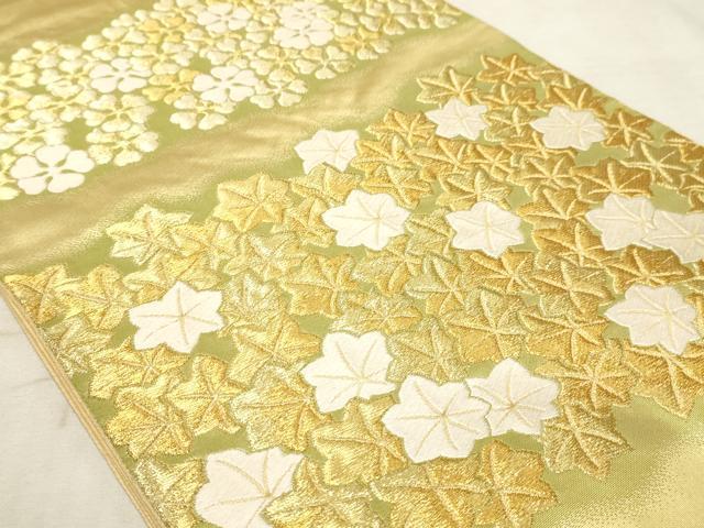 平和屋着物◎太鼓柄袋帯 楓 金糸 正絹 逸品 AAAO5309sx