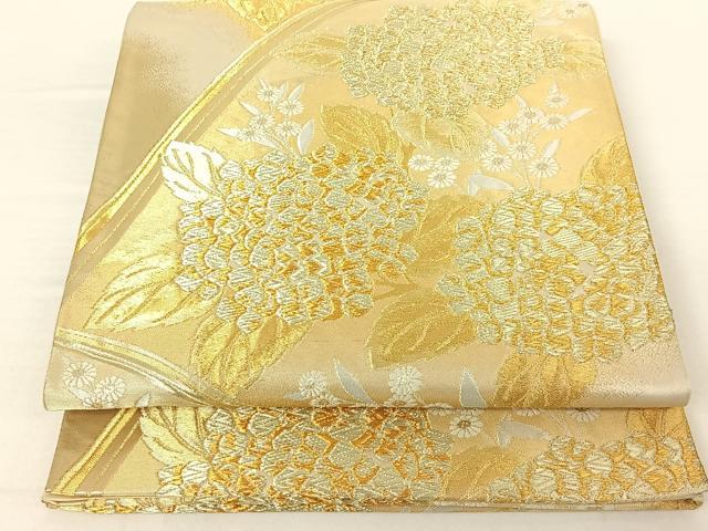 平和屋着物◎六通柄袋帯 草花文 金糸 正絹 逸品 AAAO5529jh