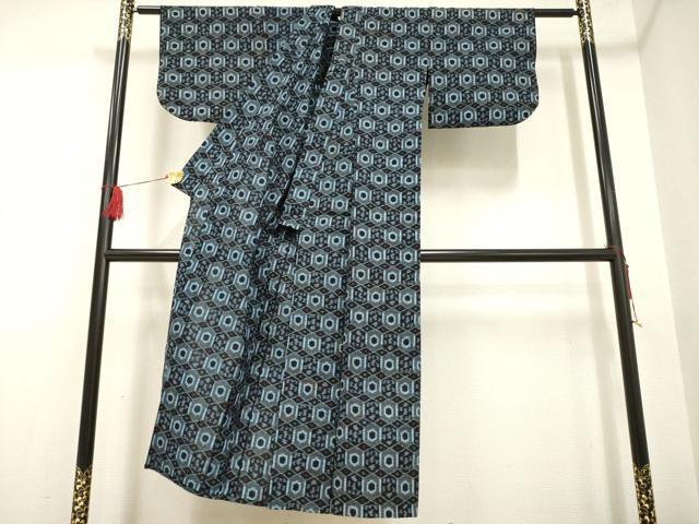 平和屋着物●久留米絣 単衣 亀甲文 綿 逸品 AAAO6096ck