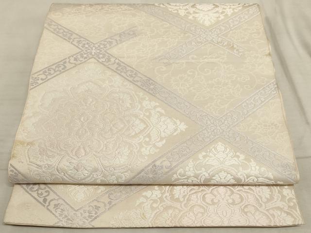 平和屋着物◎六通柄袋帯 唐織 天井菱文様 正絹 逸品 AAAO6711sx
