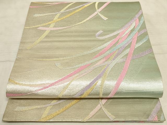 平和屋着物◎六通柄袋帯 紐文 金糸 正絹 逸品 AAAO6737sx