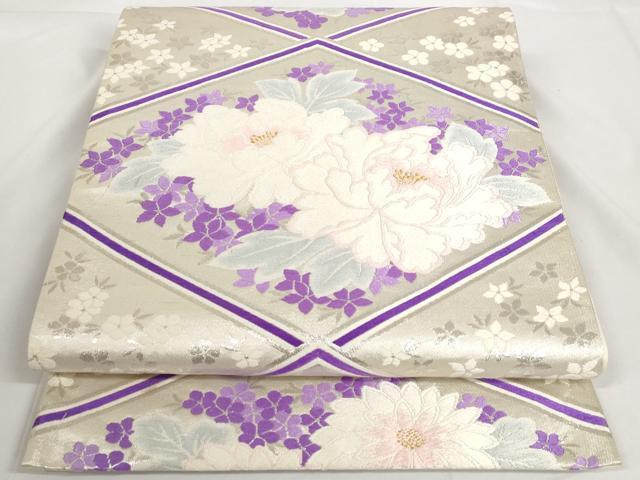 平和屋着物◎六通柄袋帯 唐織 草花菱文 金銀糸 正絹 逸品 AAAO6845st