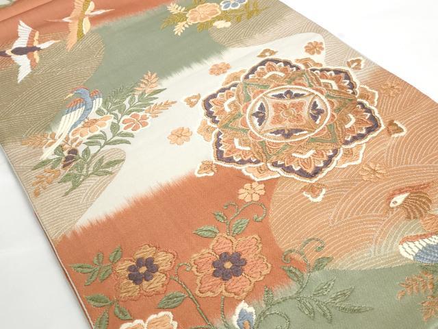 平和屋着物◎六通柄袋帯 唐織 正倉院花鳥文 金銀糸 正絹 逸品 AAAO6848st
