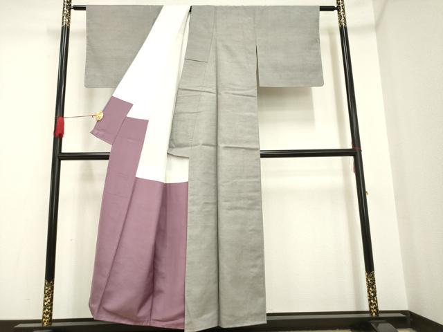 平和屋着物●上質な紬 色無地 煤色 正絹 逸品 AAAO8098ck