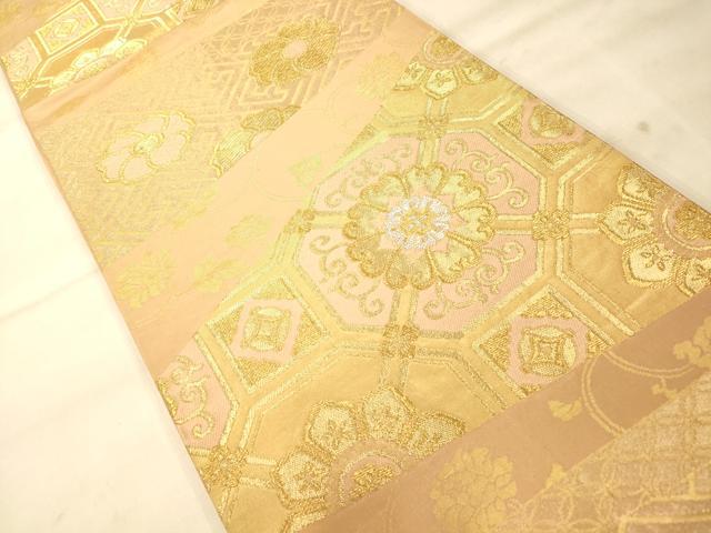 平和屋着物◎六通柄袋帯 唐織 切嵌蜀江花文 金銀糸 正絹 逸品 AAAO8596fw