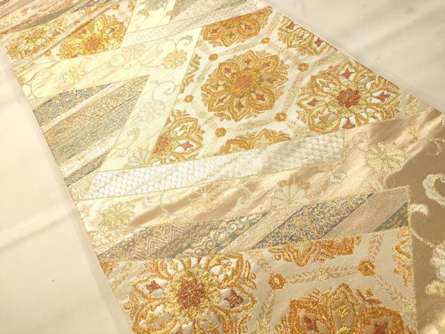 平和屋着物◎六通柄袋帯 切嵌亀甲正倉院花文 金銀糸 正絹 逸品 AAAO8600fw