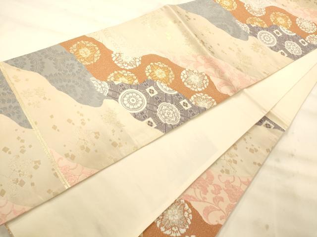 平和屋着物◎六通柄袋帯 唐織 道長正倉院花文 金銀糸 正絹 逸品 AAAO8627fw