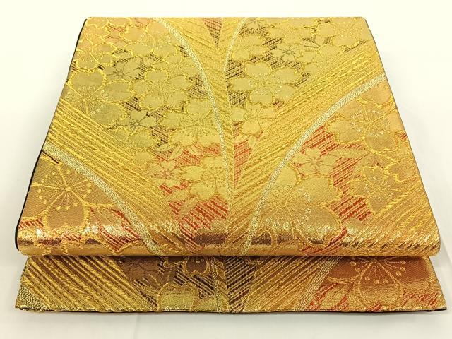 平和屋着物◎六通柄袋帯 舞花文 金糸 正絹 逸品 AAAO9019jh