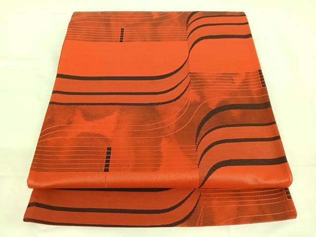 平和屋着物◎六通柄袋帯 幾何学文様 正絹 逸品 AAAO9397jh