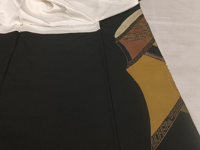 平和屋着物●女優・後藤久美子ブランド 黒留袖 駒刺繍 飛鶴地紙花文 金彩 正絹 逸品 AAAP0164ph