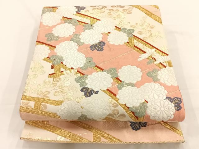 平和屋着物◎六通柄袋帯 唐織 錦繍 渡橋花文 金糸 正絹 逸品 AAAP0401wt