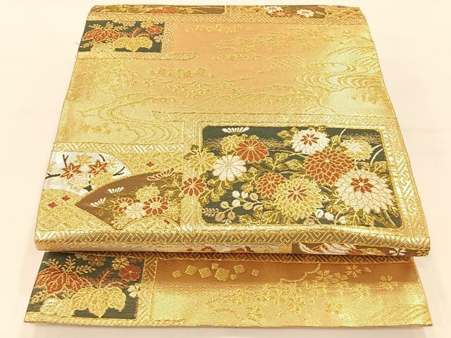 平和屋着物◎六通柄袋帯 唐織 千秋 花鳥文 金銀糸 正絹 逸品 AAAP0882ey