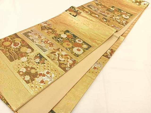 平和屋着物◎六通柄袋帯 唐織 千秋 花鳥文 金銀糸 正絹 逸品 AAAP0882ey
