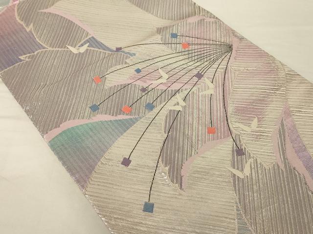 平和屋着物◎佐賀錦 六通柄袋帯 舞蝶文 銀糸 正絹 逸品 AAAP1181tm