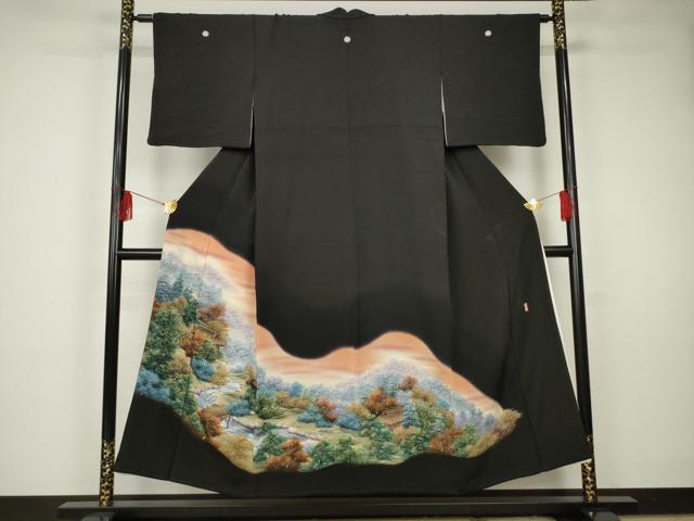 平和屋着物■豪華黒留袖 作家物 風景文 金彩 正絹 逸品 AAAP1918ma