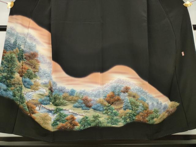 平和屋着物■豪華黒留袖 作家物 風景文 金彩 正絹 逸品 AAAP1918ma