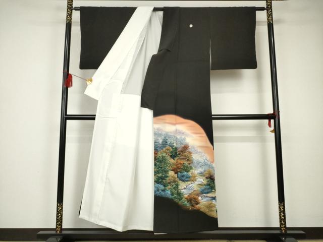 平和屋着物■豪華黒留袖 作家物 風景文 金彩 正絹 逸品 AAAP1918ma