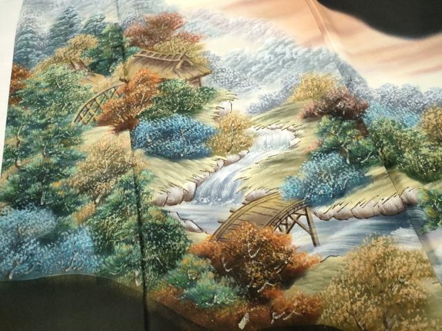 平和屋着物■豪華黒留袖 作家物 風景文 金彩 正絹 逸品 AAAP1918ma