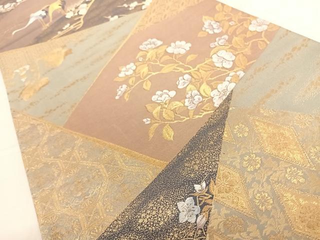 平和屋着物◎六通柄袋帯 唐織 至福琳派鶴遊文 金糸 正絹 逸品 AAAP2949wt