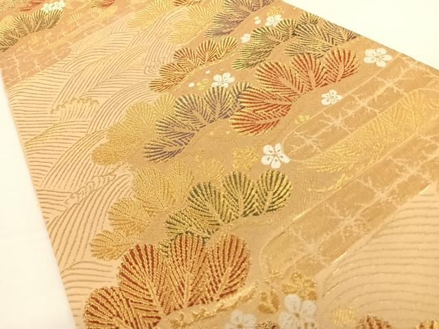 平和屋着物◎六通柄袋帯 唐織 松尽くし 金糸 正絹 逸品 AAAP2955wt