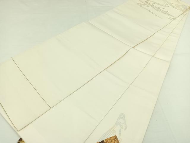 平和屋着物◎太鼓柄袋帯 流水扇面草花文 漆 金銀彩 正絹 逸品 AAAP3846jh