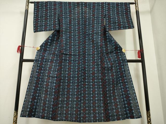 平和屋着物●久留米絣 単衣 籠目文 綿 逸品 AAAP4010ck