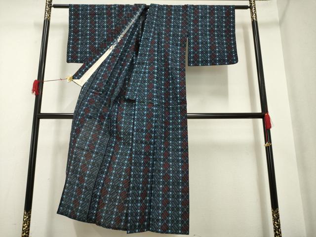 平和屋着物●久留米絣 単衣 籠目文 綿 逸品 AAAP4010ck