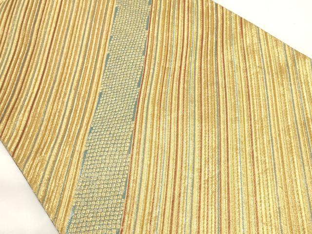 平和屋着物◎佐賀錦 六通柄袋帯 斜縞 金糸 正絹 逸品 AAAP4470ru