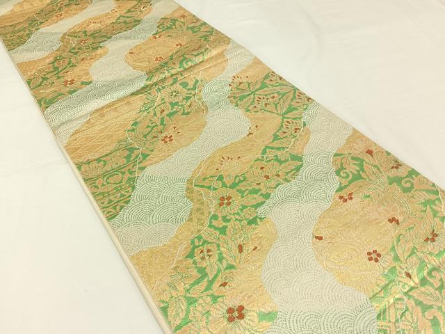平和屋着物◎六通柄袋帯 道長更紗花文 金糸 正絹 逸品 AAAP5181jh