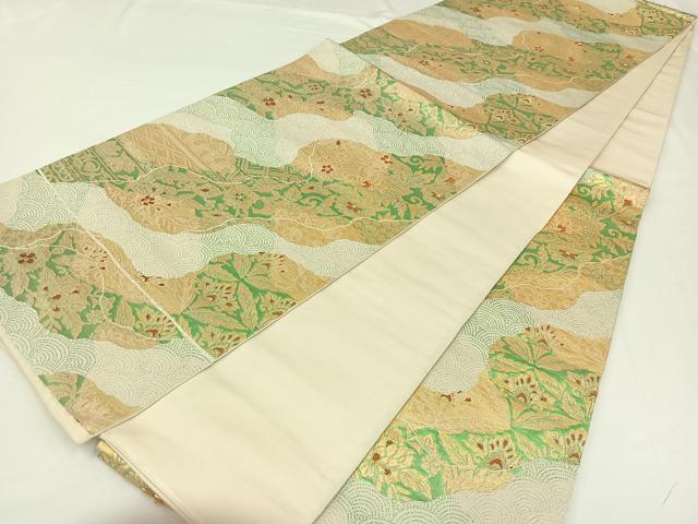 平和屋着物◎六通柄袋帯 道長更紗花文 金糸 正絹 逸品 AAAP5181jh