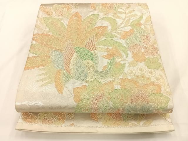 平和屋着物◎六通柄袋帯 更紗花鳥文 金銀糸 正絹 逸品 AAAP5741wt