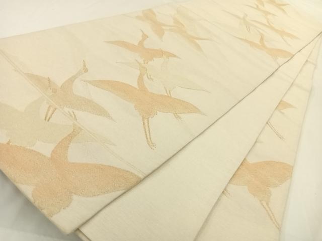 平和屋着物◎六通柄袋帯 群鶴文 金銀糸 正絹 逸品 AAAP5752wt