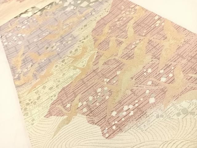 平和屋着物◎六通柄袋帯 飛鶴吉祥文様 金糸 正絹 逸品 AAAP5753wt