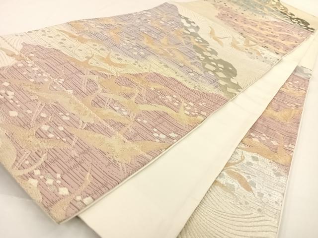 平和屋着物◎六通柄袋帯 飛鶴吉祥文様 金糸 正絹 逸品 AAAP5753wt