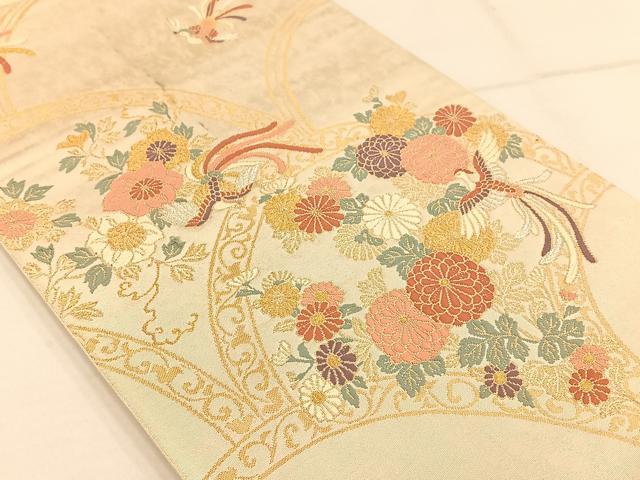 平和屋着物◎六通柄袋帯 唐織 瑞鳳菊花文 のがみや 金銀糸 正絹 逸品 AAAP9105ey