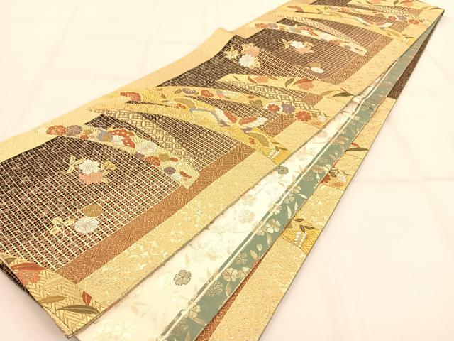 平和屋着物◎六通柄袋帯 唐織 熨斗吉祥文 金糸 正絹 逸品 AAAP9111ey