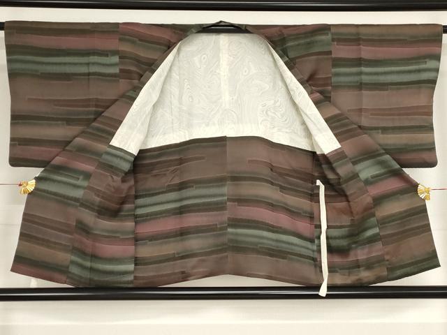 平和屋着物■道行コート 霞横段文 暈し染め 正絹 逸品 AAAP9578bw