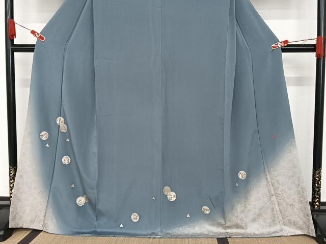 平和屋着物●松尾光琳 色留袖 雪輪に兎 暈し染め 銀彩 ロング丈 正絹 逸品 AAAQ0478np