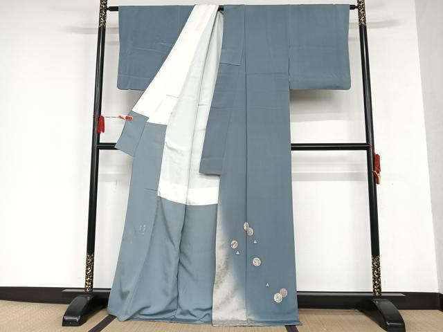 平和屋着物●松尾光琳 色留袖 雪輪に兎 暈し染め 銀彩 ロング丈 正絹 逸品 AAAQ0478np