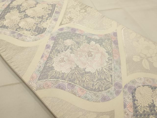 平和屋着物◎六通柄袋帯 唐織 瓦草花文 銀糸 正絹 逸品 AAAQ1235tm