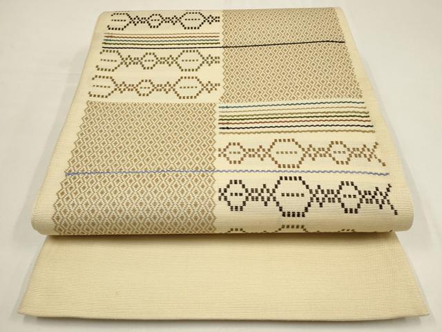 平和屋着物●太鼓柄袋帯 幾何学文様 正絹 逸品 AAAQ1308wj