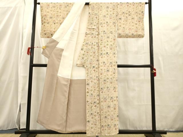 平和屋着物■上質な小紋 型染め 流水楓文 正絹 逸品 AAAQ1728fy