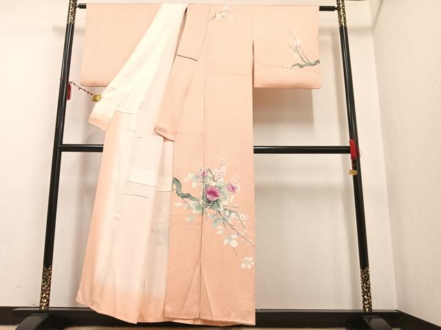 平和屋着物■訪問着 枝花文 たたき染め 正絹 逸品 AAAQ3211ph