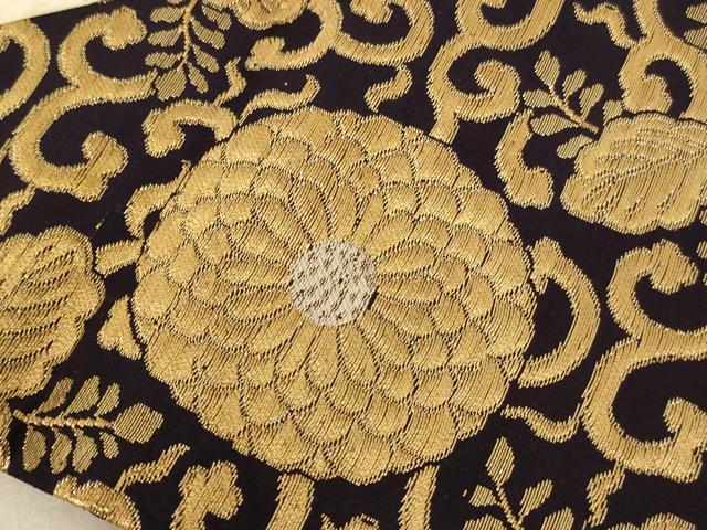 平和屋本店■打敷 内敷 三角 菊唐草文 金襴 黒地 法衣 寺院 仏具 仏教 僧侶 神職 装束 AAAQ3724ja