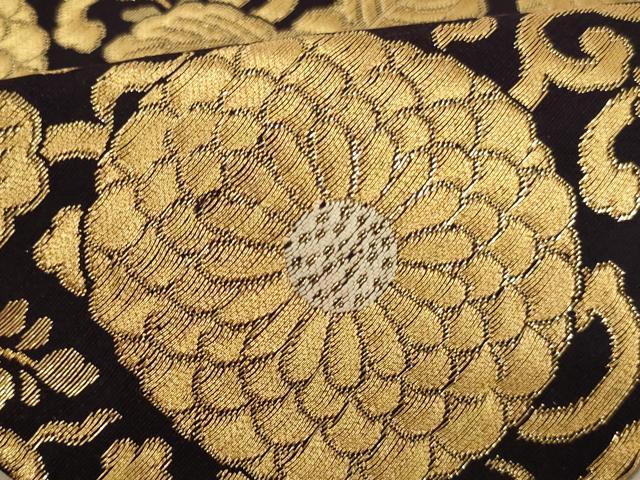 平和屋本店■打敷 内敷 三角 菊唐草文 金襴 黒地 法衣 寺院 仏具 仏教 僧侶 神職 装束 AAAQ3724ja
